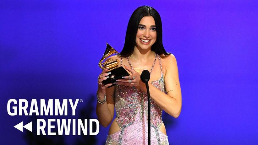 GRAMMY Rewind: Dua Lipa Champions Happiness As She Accepts Her GRAMMY For Best Pop Vocal Album In 2021